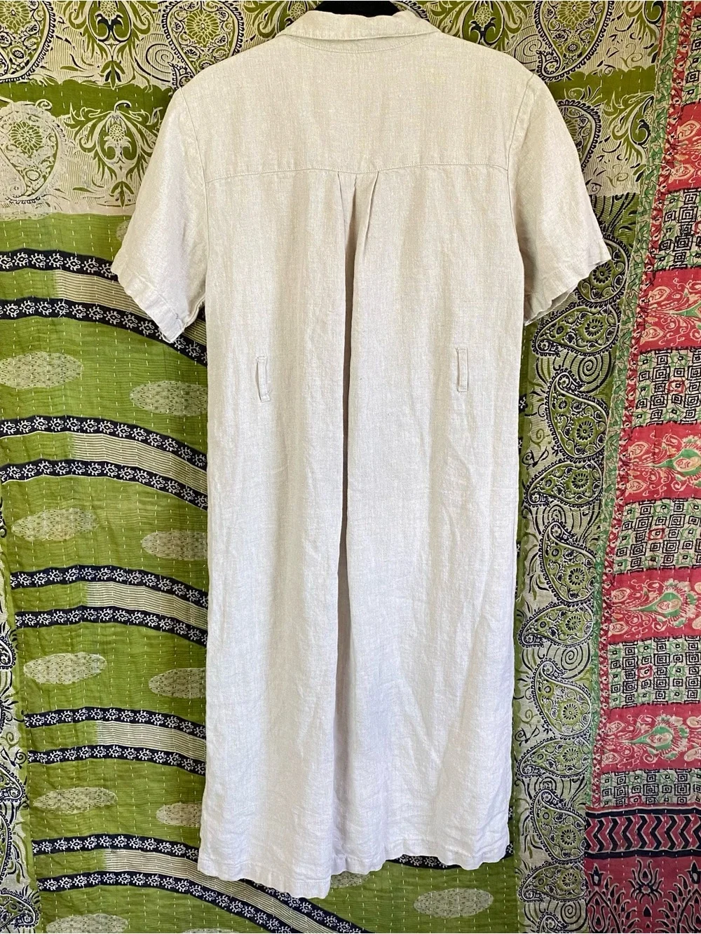 Faherty Pale Flax Lita 100% Linen Shirt Midi Dress Medium Coastal Lagenlook